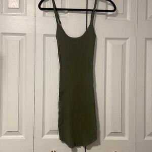 Windsor Ribbed Olive Green Mini Dress - M